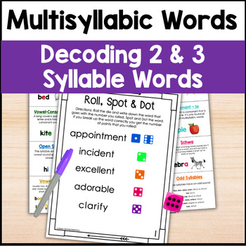 Preview of Decoding Multisyllabic Words - Games & Activities - Words with 2 & 3 Syllables