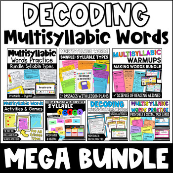 Preview of Decoding Multisyllabic Words MEGA Bundle (Syllable Types) Science of Reading