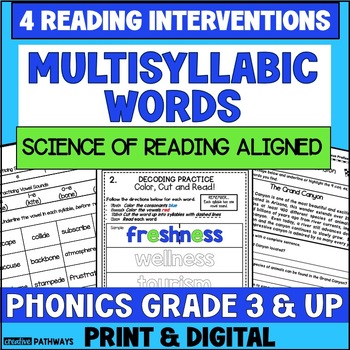 Preview of Decoding Multisyllabic Words | Phonics Worksheets| Reading Intervention
