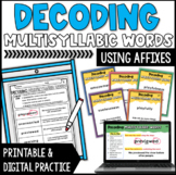 Decoding Multisyllabic Words Practice (Using Affixes) - Di