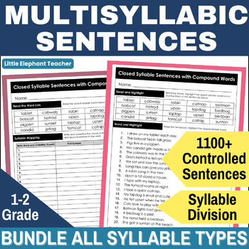 Preview of Decoding Multisyllabic Words in Sentences Syllable Division 1st 2nd Grade SOR