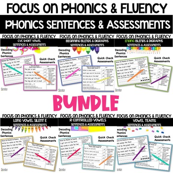 Preview of CVC, Digraph, Etc Phonics Decoding Fluency Activities Worksheets & Assessments