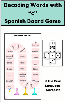 Preview of Decoding Words with Syllables with C Board Game Spanish "ca, co, cu, ce, ci"