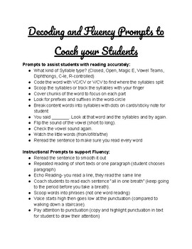 Preview of Decoding and Fluency Prompts to Coach Students