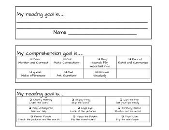 Decoding and Reading Comprehension Goal Book Mark by Clare Abkemeier