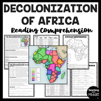 Preview of Decolonization of Africa Reading Comprehension Worksheet and Map Activity