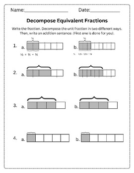 Preview of Decompose Equivalent Fractions Using a Tape Diagram
