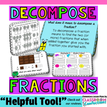 Preview of Decompose Fractions : 3rd 4th Grades Understanding Decomposing Fractions