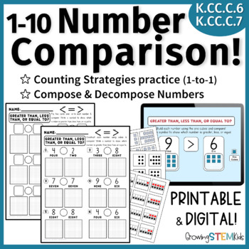 Preview of Decompose Numbers & Compare 1-10: 'Greater than, Less than, Equal To'