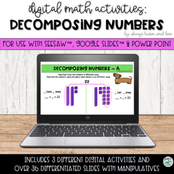 Preview of Decompose Numbers to 100 - 2 Digit Numbers - Digital Google Slides™ & Seesaw™