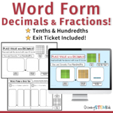 Decompose Word Form Decimals & Fractions by Place Value