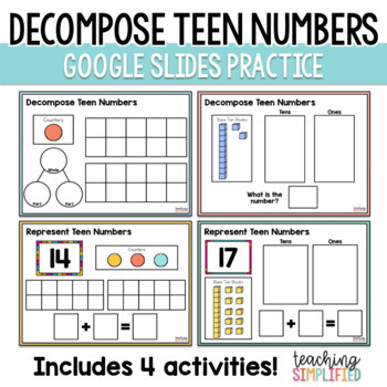 Preview of Decompose and Represent Teen Numbers Digital Practice for Google Slides