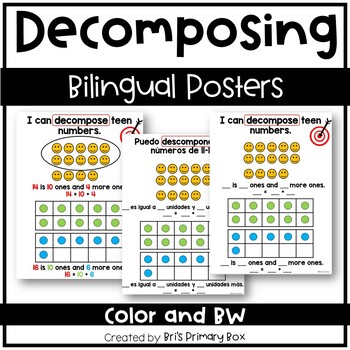 Preview of Decomposing 11-19 Anchor Chart Bilingual| Poster| Composing Teen Numbers| Place
