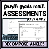 Find the Missing Angle 4th Grade Assessment, Decomposing A