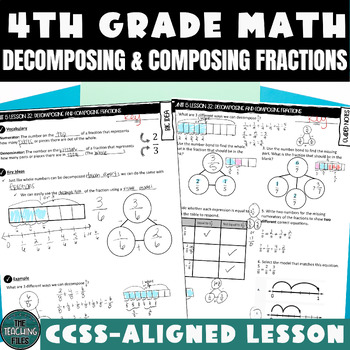 Preview of Decomposing Fractions 4th Grade Math Lesson