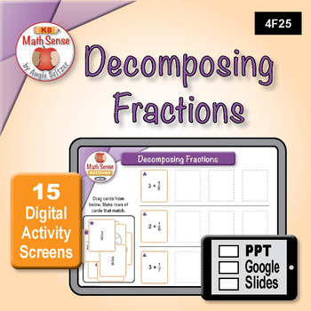 Preview of Decomposing Fractions DIGITAL MATCHING: 15 PPT / Google Slides 4F25