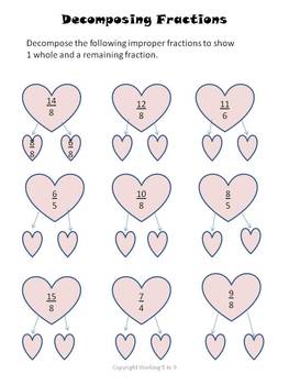 Preview of Decomposing Fractions - Improper to Mixed