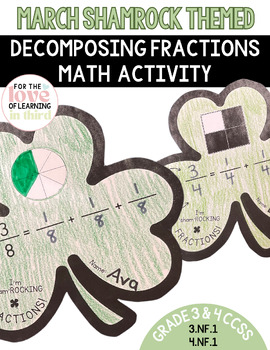 Preview of Decomposing Fractions Printable Activity March Math Craftivity Unit Fractions