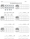 decomposing numbers 11 19 worksheets teaching resources tpt