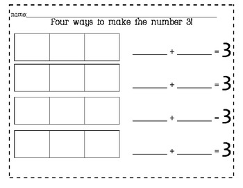 Decomposing Numbers 3-5 by Clare's Creations | Teachers Pay Teachers