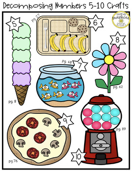 Preview of Decomposing Numbers Crafts 5-10 (Spanish & English)