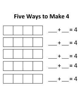 Decomposing Numbers - Five Ways to Make 4 by Coastal ...