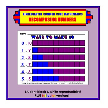 Decomposing Numbers: Kindergarten Common Core Math Worksheets by Dwayne