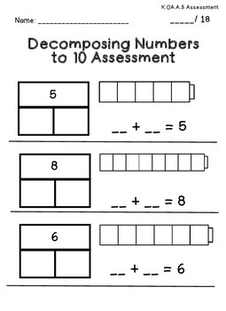 Decomposing Numbers Kindergarten Assessment by Stephanie Posada | TpT