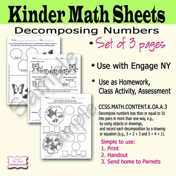 decomposing numbers to 10 kindergarten worksheets k oa a 3 by ms med designs