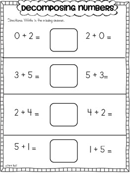 decomposing numbers practice sheets by tara west tpt