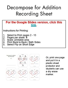 Preview of Decomposing Numbers for Addition Scaffold - PDF and Google Slide