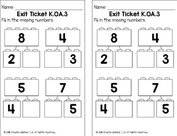 decomposing numbers to 10 math tasks and exit tickets by