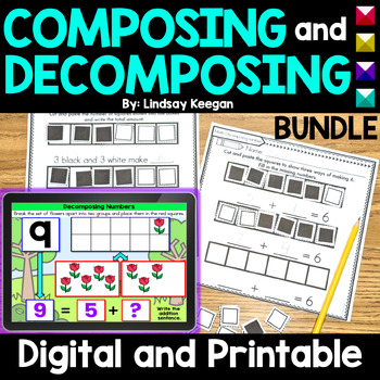 Preview of Composing and Decomposing Numbers to 10 Worksheets and Digital Activities Bundle