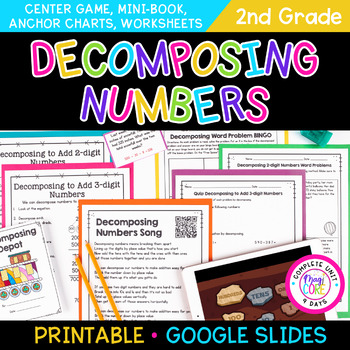 Preview of Decomposing Numbers to Add to 1,000 - 2nd Grade Addition 2.NBT.B.7 Worksheets