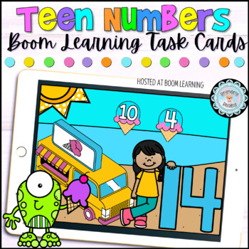 Preview of Decomposing Teen Numbers: Summer Boom Cards