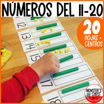 Preview of Valor Posicional Numeros del 11 al 20 Hojas y Centros Spanish Teen Numbers 