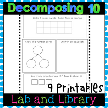 Decomposing Ten Printables: Ten Frames, Number Bonds, Equations | TpT