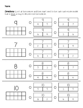 Decomposing with Bar Models (Part-Part Whole) and Number Bonds Within 10