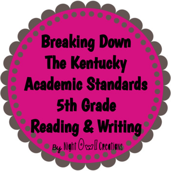 Preview of Deconstructing Kentucky Academic Standards:  5th Grade Reading and Writing 