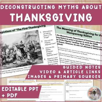 Preview of Deconstructing the History of Thanksgiving: Editable PPT and Guided Notes