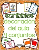 Decoración del aula: 4 conjuntos scribbles Bundle