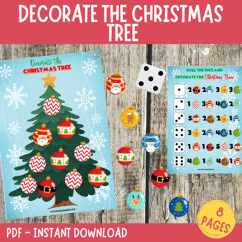 Decorate Christmas Tree Game Roll a Dice Preschool Math Centers ...