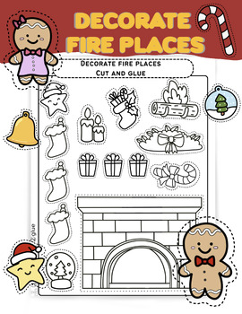 Preview of Decorate fireplace,Christmas Preschoo,Printable,Christmas Activity,paper craft