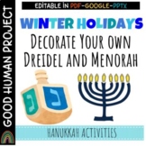 Decorate Your Own Dreidel or Menorah Activities | EDITABLE