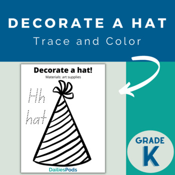 Preview of Decorate a Hat Art Activity | Letter H Trace and Color Printable Activity
