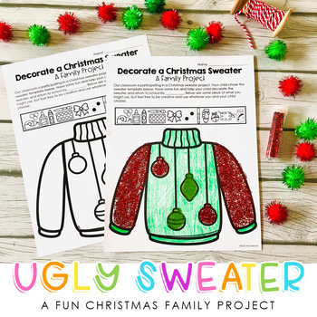 Preview of Decorate an "Ugly" Christmas Sweater Activity - A Fun Family Project