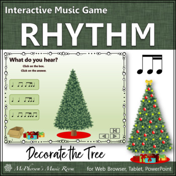 Preview of Christmas Music 1 Eighth/2 Sixteenths Interactive Rhythm Game {Decorate Tree}
