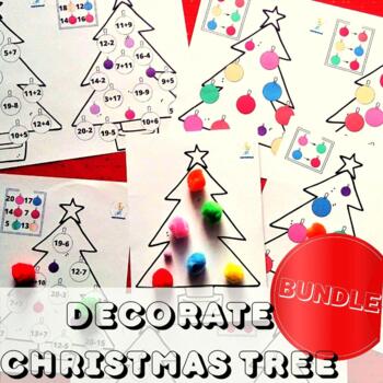 Preview of Decorate the Christmas tree - fine motor skills MATH  christmas worksheets PDF
