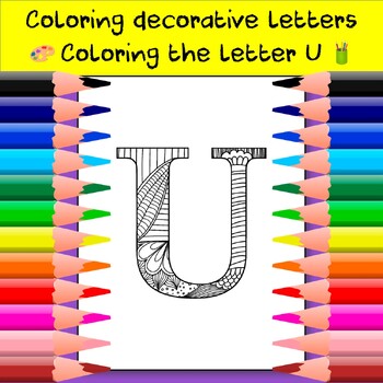 Alphabet U For Vocabulary Reading Lesson Kids Coloring Set