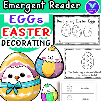 Preview of Decorating EASTER Eggs - Emergent Reader Kindergarten Reader Mini Book NO PREP